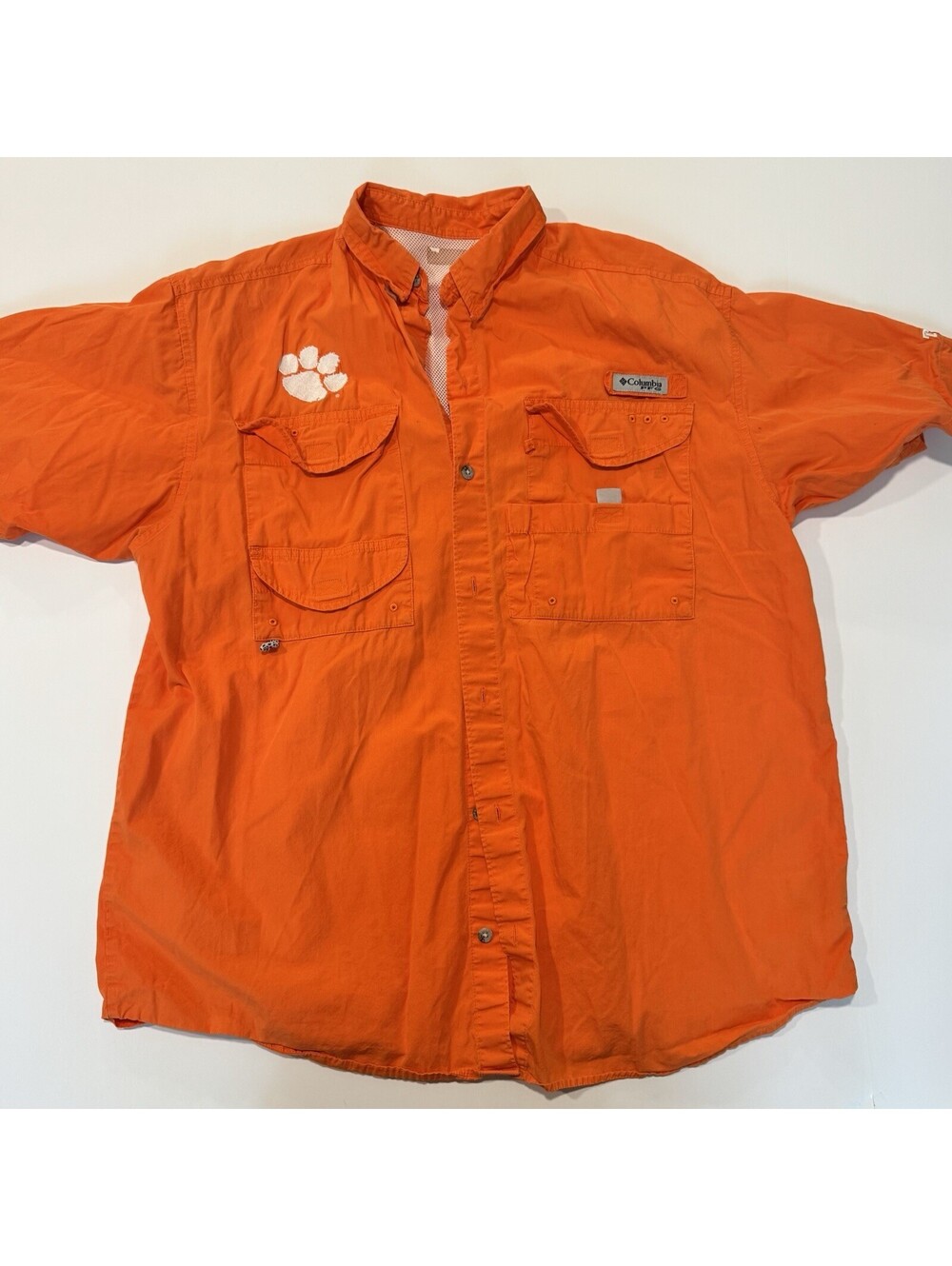 Columbia PFG Clemson Tigers Fishing Shirt Men’s XL Orange Vented Short Sleeve